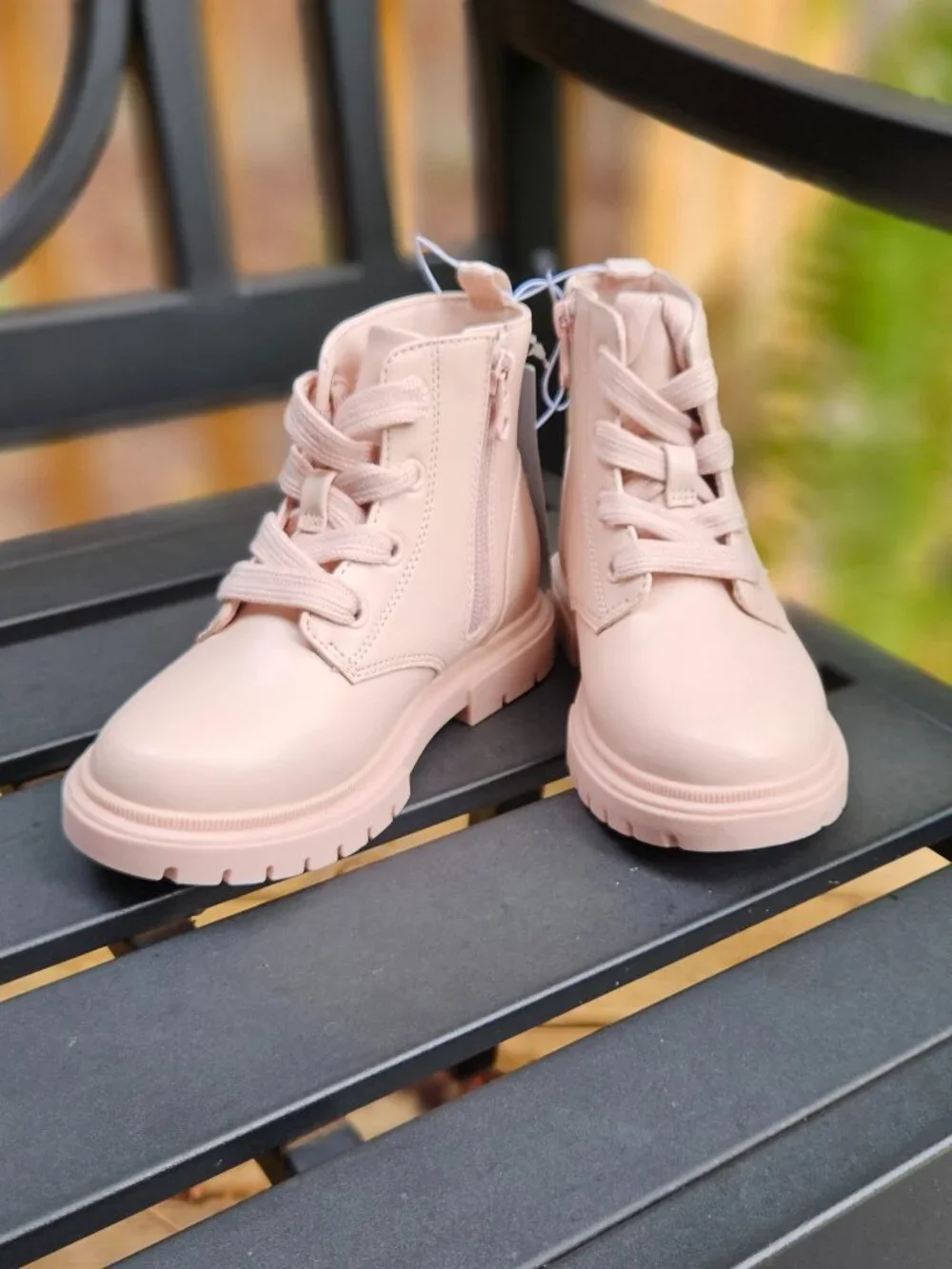 Cat & Jack Amaya Lace-Up Combat Boots, Blush, 11 Little Girl